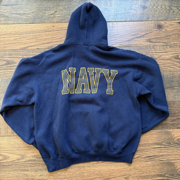 Vintage U.S. Navy Hoodie M.J. Soffe XL Made in USA Military Sweatshirt 80s 90s - Picture 2 of 8